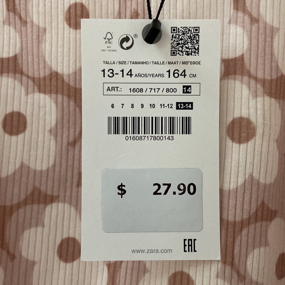 NWT Zara Flowered Mock Turtleneck Neutral size 13-14 years (164 cm) - Picture 5 of 5
